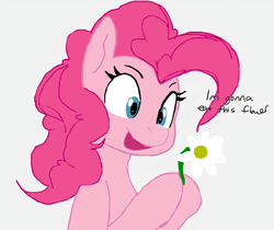 Size: 1816x1526 | Tagged: safe, artist:tre, color edit, edit, pinkie pie, earth pony, pony, g4, colored, female, flower, herbivore, horses doing horse things, simple background, solo, white background