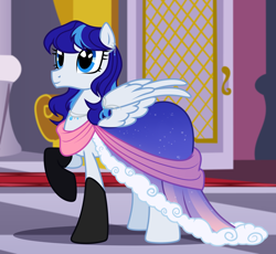 Size: 2728x2508 | Tagged: safe, artist:nika-rain, oc, oc only, oc:snowflake flower, pegasus, pony, clothes, commission, dress, high res, pegasus oc, show accurate, solo, vector