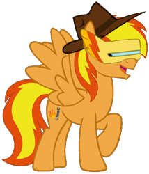 Size: 564x660 | Tagged: safe, artist:noi kincade, oc, oc only, oc:firey ratchet, pegasus, pony, g4, 3d, fedora, hat, male, scanner, simple background, solo, stallion, transparent background