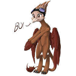 Size: 2560x2560 | Tagged: safe, artist:ravvij, oc, oc only, oc:suban, cat, griffon, beak, birb, brown, claws, commission, feather, goggles, high res, male, meme, paws, simple background, solo, tail, transparent background, wings