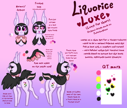 Size: 4444x3792 | Tagged: safe, artist:nootaz, oc, oc only, oc:liquorice luxe, undead, vampire, vampony, gradient background, reference sheet, solo
