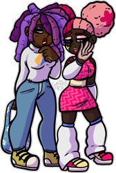 Size: 1004x1490 | Tagged: safe, artist:sexygoatgod, oc, oc only, oc:purple haze, oc:sweet love, human, converse, dark skin, duo, humanized, shoes, simple background, transparent background