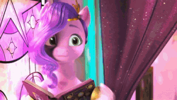 Size: 1920x1080 | Tagged: safe, screencap, izzy moonbow, pipp petals, zipp storm, pegasus, pony, unicorn, a little horse, g5, my little pony: make your mark, my little pony: make your mark chapter 4, spoiler:g5, spoiler:my little pony: make your mark, spoiler:my little pony: make your mark chapter 4, spoiler:mymc04e06, animated, bed, bedroom, book, cup, curtains, duo, duo female, female, filly, filly pipp petals, filly zipp storm, food, goggles, hoof hold, levitation, lightbulb, lights, magic, mare, mirror, nickname, pillow, reading, safety goggles, sick, sipping, sitting, sound, stained glass, tea, teacup, telekinesis, webm, window, younger
