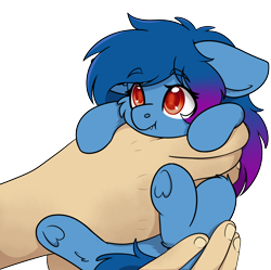 Size: 2144x2132 | Tagged: safe, artist:rokosmith26, oc, oc:tazzee, bat pony, pony, bat pony oc, cheek fluff, commission, cute, fangs, female, filly, floppy ears, foal, hand, high res, holding, holding a pony, in goliath's palm, looking up, mare, simple background, size difference, solo, transparent background, underhoof, your character here