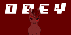Size: 2000x1000 | Tagged: safe, artist:buy_some_apples, oc, pony, unicorn, corrupted, homestuck, obey, solo