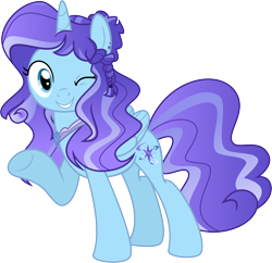 Size: 6837x6616 | Tagged: safe, artist:shootingstarsentry, oc, alicorn, pony, absurd resolution, alicorn oc, female, horn, mare, one eye closed, simple background, solo, transparent background, wings, wink