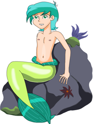 Size: 1156x1526 | Tagged: safe, artist:ocean lover, sandbar, human, merboy, mermaid, merman, g4, belly, belly button, boulder, chest, coral, cute, fins, fish tail, flower, friendship student, green eyes, human coloration, humanized, leaves, light skin, looking up, male, mermanized, ms paint, rock, sandabetes, seaweed, simple background, sitting, smiling, solo, speedpaint, tail, teenager, two toned hair, underwater, water, white background, youtube link