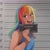 Size: 2048x2048 | Tagged: safe, artist:applesartt, rainbow dash, human, g4, barbie, barbie (film), barbie mugshot meme, blushing, clothes, cute, dark skin, dashabetes, female, high res, humanized, jail, meme, mugshot, open mouth, solo, sports bra, tank top