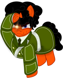 Size: 1898x2337 | Tagged: safe, artist:tr4p3z1um5, oc, oc only, oc:burning holly, pony, unicorn, clothes, dimples, female, freckles, frown, glowing, glowing eyes, military uniform, mole, salute, simple background, solo, uniform, white background