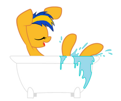 Size: 375x312 | Tagged: safe, artist:mlpfan3991, oc, oc only, oc:flare spark, pegasus, pony, g4, bathtub, eyes closed, female, female oc, mare, mare oc, pegasus oc, pony oc, simple background, solo, transparent background, water, yellow coat