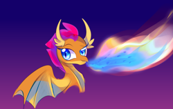 Size: 2937x1858 | Tagged: source needed, safe, artist:happypony, smolder, dragon, g4, bust, colored, dragonfire, female, gradient background, solo