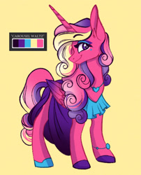 Size: 1576x1949 | Tagged: safe, artist:carouselunique, princess cadance, alicorn, pony, g4, clothes, dress, female, limited palette, looking at you, mare, smiling, solo
