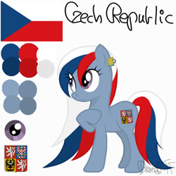 Size: 750x750 | Tagged: safe, artist:diament-tf, oc, oc only, earth pony, pony, base used, czech republic, ear piercing, earring, female, flag, jewelry, mare, nation ponies, piercing, ponified, simple background, solo, white background
