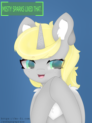 Size: 2870x3828 | Tagged: safe, artist:sodapop sprays, oc, oc:misty sparks, pony, unicorn, chest fluff, commission, ear fluff, fallout, female, high res, mare, solo, ych result