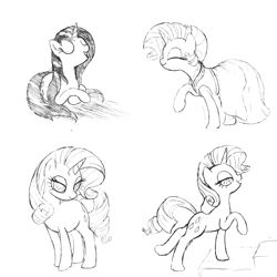 Size: 8000x8000 | Tagged: safe, artist:mizhisha, rarity, pony, g4, clothes, dress, looking at you, monochrome, sketch, wet, wet mane