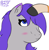 Size: 784x800 | Tagged: safe, artist:ideletedsystem64, oc, oc only, oc:glitter stone, oc:skyena, artfight, artfight 2023, blue eyes, blushing, bust, female, head pat, mare, pat, ponysona, purple mane, signature