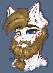 Size: 2500x3400 | Tagged: safe, artist:bananasplitedy, oc, oc only, beard, blind eye, bust, facial hair, high res, male, moustache, portrait, rough sketch, scar, sketch, stallion