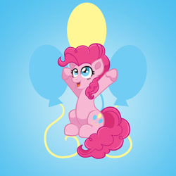 Size: 1500x1500 | Tagged: safe, artist:yoshimarsart, pinkie pie, earth pony, pony, g4, cutie mark, cutie mark background, deviantart watermark, female, gradient background, obtrusive watermark, solo, watermark