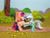 Size: 1280x961 | Tagged: safe, artist:malte279, part of a set, bon bon, lyra heartstrings, sweetie drops, earth pony, pony, unicorn, g4, bench, candy, chenille, chenille stems, chenille wire, craft, female, food, irl, kissing, lesbian, part of a series, photo, pipe cleaner sculpture, pipe cleaners, ship:lyrabon, shipping