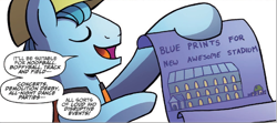 Size: 1590x709 | Tagged: safe, artist:agnes garbowska, idw, official comic, earth pony, pony, friendship is magic #47, g4, spoiler:comic, blueprint, comic, female, male, mare, speech bubble, stallion, unnamed character, unnamed pony