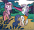 Size: 506x442 | Tagged: safe, artist:tony fleecs, idw, official comic, earth pony, pony, unicorn, friends forever #23, g4, my little pony: friends forever, spoiler:comic, butt, duo, female, mare, plot, splendor woods, unnamed character, unnamed pony