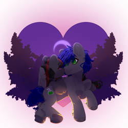 Size: 2500x2500 | Tagged: safe, artist:medkit, derpibooru exclusive, oc, oc only, oc:mb midnight breeze, oc:se solar eclipse, pegasus, pony, adam's apple, black and red mane, blue mane, blue tail, boop, chest fluff, colored eyelashes, colored hooves, colored pupils, colored sketch, colored wings, commission, complex background, crescent moon, duo, duo male and female, ear fluff, ears up, eye clipping through hair, eyebrows, eyebrows visible through hair, eyelashes, feathered wings, female, folded wings, gray coat, green eyes, hair over one eye, heart shaped, high res, hoof fluff, horseshoes, hug, lilac flowers, long mane, long tail, looking at each other, looking at someone, love, lying down, male, mare, moon, oc x oc, paint tool sai 2, pair, partially open wings, pegasus oc, pony oc, shipping, short mane, short tail, silhouette, simple background, sketch, smiling, smiling at each other, speedpaint, speedpaint available, stallion, sternocleidomastoid, striped mane, sunlight, sunset, tail, transparent background, two toned mane, wall of tags, winghug, wings