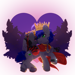 Size: 2500x2500 | Tagged: safe, alternate version, artist:medkit, derpibooru exclusive, oc, oc only, oc:mb midnight breeze, oc:se solar eclipse, pegasus, pony, adam's apple, black and red mane, blue light, blue mane, blue tail, boop, chest fluff, clothes, colored eyelashes, colored hooves, colored pupils, colored sketch, colored wings, commission, complex background, crescent moon, crown, crystal, duo, duo male and female, ear fluff, ears up, eye clipping through hair, eyebrows, eyebrows visible through hair, eyelashes, feathered wings, female, folded wings, glowing, gold, gray coat, green eyes, hair over one eye, heart shaped, high res, hoof fluff, horseshoes, hug, jewelry, lilac flowers, long mane, long tail, looking at each other, looking at someone, love, lying down, male, mantle, mare, moon, oc x oc, paint tool sai 2, pair, partially open wings, pegasus oc, pony oc, prince, princess, red light, regalia, shipping, short mane, short tail, silhouette, simple background, sketch, smiling, smiling at each other, socks, speedpaint, speedpaint available, stallion, sternocleidomastoid, striped mane, striped socks, sunlight, sunset, tail, tiara, transparent background, two toned mane, wall of tags, watch, winghug, wings, wristwatch