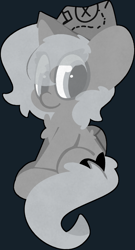 Size: 1455x2699 | Tagged: safe, artist:moonydusk, princess luna, alicorn, pony, g4, cartographer's cap, female, filly, foal, grayscale, hat, monochrome, simple background, sitting, smiling, solo, woona, younger