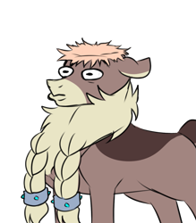 Size: 1053x1200 | Tagged: safe, artist:thescornfulreptilian, stronghoof hoofstrong (tfh), deer, reindeer, them's fightin' herds, community related, male, meme, pinhead larry, simple background, solo, spongebob squarepants, survival of the idiots, transparent background