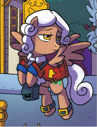 Size: 506x661 | Tagged: safe, artist:tony fleecs, idw, official comic, pegasus, pony, from the shadows, g4, spoiler:comic, spoiler:comic52, colonial williamsburg, comic, cropped, historical reenactment, unnamed character, unnamed pony, whinniesburg, wig