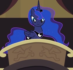 Size: 1052x1010 | Tagged: safe, screencap, princess luna, alicorn, pony, g4, princess twilight sparkle (episode), season 4, angry, cropped, crown, female, folded wings, frown, jewelry, looking down, mare, peytral, regalia, solo, wings