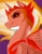Size: 773x1000 | Tagged: artist needed, safe, daybreaker, alicorn, pony, g4, antagonist, armor, bust, colored pupils, commissioner:timetravelpony, digital art, ethereal mane, eyelashes, fangs, feather, female, flowing mane, helmet, horn, looking at you, mane of fire, mare, night, peytral, portrait, purple background, simple background, solo, spread wings, stars, teeth, villainess, wing armor, wings, yellow eyes