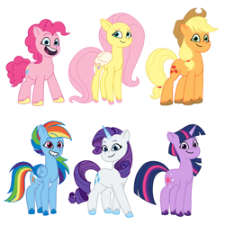 Size: 794x794 | Tagged: safe, applejack, fluttershy, pinkie pie, rainbow dash, rarity, twilight sparkle, earth pony, pegasus, pony, unicorn, g5, my little pony: tell your tale, mane six