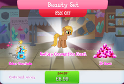 Size: 1267x856 | Tagged: safe, gameloft, idw, earth pony, pony, g4, my little pony: magic princess, official, bundle, costs real money, english, female, fountain, gem, idw showified, mare, mobile game, numbers, sale, solo, text, unnamed character, unnamed pony