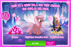 Size: 1964x1301 | Tagged: safe, gameloft, idw, earth pony, pony, g4, my little pony: magic princess, advertisement, costs real money, english, female, gem, idw showified, introduction card, mare, mobile game, numbers, sale, solo, sorbet sweet, text