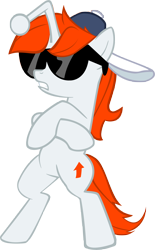 Size: 3896x6291 | Tagged: safe, artist:ambits, oc, oc only, oc:karma, pony, backwards ballcap, baseball cap, bipedal, cap, hat, simple background, solo, sunglasses, transparent background