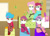 Size: 1057x756 | Tagged: source needed, safe, artist:robukun, apple bloom, fluttershy, posey shy, scootaloo, sweetie belle, human, equestria girls, g4, bedroom, bondage, bound and gagged, cloth gag, clothes, cutie mark crusaders, footed sleeper, footie pajamas, gag, hat, help us, humanized, nightcap, nightgown, onesie, over the nose gag, pajamas, room, scootasub, sleeping bag, sleepover, slumber party, tied up