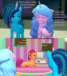 Size: 1920x2160 | Tagged: safe, artist:red4567, izzy moonbow, misty brightdawn, sunny starscout, earth pony, pony, unicorn, g5, 3d, atg 2023, coat markings, dialogue, female, hoof heart, hoof hold, mare, newbie artist training grounds, socks (coat markings), source filmmaker, trio, unamused, underhoof, unshorn fetlocks, upside-down hoof heart