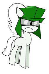 Size: 776x1164 | Tagged: safe, artist:yamston, oc, oc only, oc:yamston crowe, pony, fanfic:living the dream, 2023, fanfic art, female, frown, glasses, hat, mare, parent:oc:yacon, rule 63, simple background, solo, transparent background, white coat, white mane