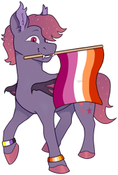 Size: 910x1347 | Tagged: safe, artist:malphym, oc, oc only, bat pony, pony, bat pony oc, lesbian pride flag, nonbinary pride flag, pride, pride flag, simple background, solo, transparent background