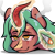 Size: 250x250 | Tagged: safe, artist:naet, oc, oc only, oc:selketo, kirin, blunt, drug use, drugs, eye scar, facial scar, green mane, husband, kirin oc, magic, marijuana, married, neck fluff, red sclera, scar, simple background, smiling, smoke, smoke weed everyday, smoking, solo, sticker, telekinesis, transparent background