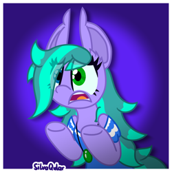 Size: 2100x2100 | Tagged: safe, artist:silvaqular, oc, oc:cyanette, earth pony, pony, clone high, clothes, confused, desperate, dramatic, dress, female, hands of sincerity, heterochromia, high res, hooves of sincerity, jewelry, mare, multicolored hair, multicolored mane, necklace, reference, sad