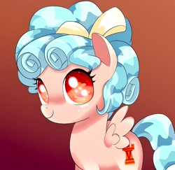 Size: 2160x2100 | Tagged: safe, artist:andromedasparkz, cozy glow, pegasus, pony, g4, bow, cozybetes, cute, female, filly, foal, freckles, gradient background, hair bow, high res, solo