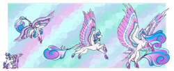 Size: 1920x781 | Tagged: safe, artist:oneiria-fylakas, princess flurry heart, alicorn, pony, g4, colored wings, concave belly, multicolored wings, older, solo, wings