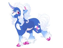 Size: 3500x2700 | Tagged: safe, artist:gigason, oc, oc only, oc:sparkling mist, pony, unicorn, cloven hooves, curved horn, female, high res, horn, mare, obtrusive watermark, simple background, solo, transparent background, unshorn fetlocks, watermark