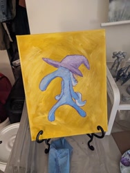 Size: 1536x2048 | Tagged: safe, artist:rocket-lawnchair, trixie, g4, bold and brash, clothes, hat, meme, painting, spongebob squarepants, squidward tentacles, trixie's hat