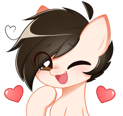 Size: 885x836 | Tagged: safe, artist:arwencuack, oc, oc only, oc:marco bano, oc:marcos escribano, pegasus, pony, brown eyes, brown hair, brown mane, cute, cute little fangs, fangs, heart, male, male oc, pegasus oc, simple background, solo, stallion, tan coat, transparent background