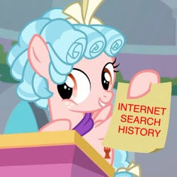 Size: 1125x1125 | Tagged: safe, edit, edited screencap, screencap, cozy glow, pegasus, pony, g4, school raze, female, filly, foal, internet history, looking at you, solo