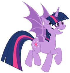 Size: 1635x1710 | Tagged: safe, artist:starshade, artist:twilyisbestpone, twilight sparkle, alicorn, bat pony, bat pony alicorn, pony, g4, adorkable, base used, bat ears, bat eyes, bat ponified, bat wings, claws, cute, dork, ear tufts, fangs, female, flying, grin, horn, mare, race swap, raised hoof, simple background, slit pupils, smiling, solo, spread wings, transparent background, twiabetes, twibat, twilight sparkle (alicorn), wing claws, wings