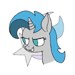 Size: 512x512 | Tagged: safe, artist:beepbeep, oc, oc only, oc:tango starfall, pony, unicorn, blue eyes, blue mane, female, mare, simple background, smiling, solo, white background